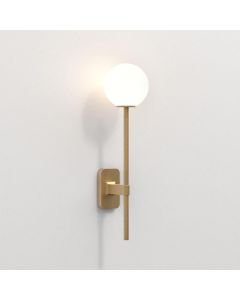 Astro Lighting - Tacoma Single Grande 1429009 & 5036001 - IP44 Antique Brass Wall Light with White Glass Shade