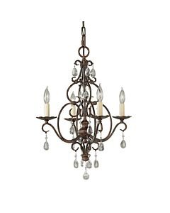 Feiss Lighting - Chateau - FE-CHATEAU4 - Bronze Clear Crystal Glass 4 Light Chandelier