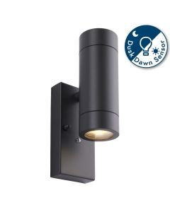 Saxby Lighting - Palin - 78415 - Anthracite Clear Glass 2 Light IP44 Outdoor Sensor Wall Light
