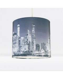 20cm Lamp Shade Ceiling Light Digital Printed Fabric New York Skyline At Night