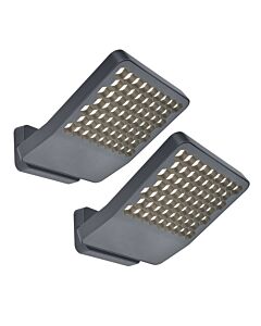 Set of 2 Atlantis - LED Dark Grey Clear IP54 Large Outdoor Floodlights