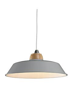 Jakob - Grey Metal and Wood Easy Fit Pendant Shade