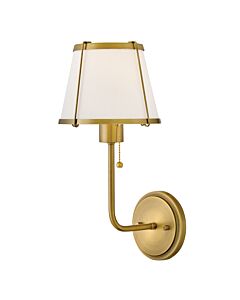 Hinkley Lighting - Clarke - HK-CLARKE1-DBR-OW - Antique Brass Off White Wall Light