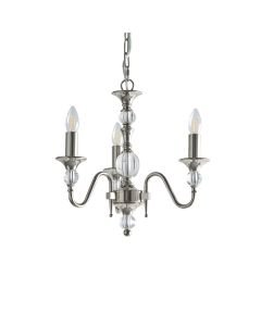Interiors 1900 - Polina - LX124P3N - Nickel Clear Crystal Glass 3 Light Chandelier