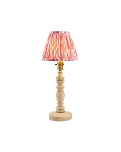 Endon Lighting - Bibury & Ikat 16cm - 115920 - Ash Wood Aged Brass Pink Table Lamp With Shade