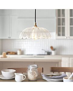 Endon Lighting - Eltham - 120750 - Aged Brass Black Twisted Clear Glass Ceiling Pendant Light