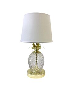 Gold Pineapple Touch Lamp with White Shade