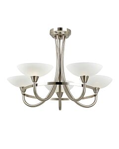 Endon Lighting - Cagney - CAGNEY-5SC - Chrome White Glass 5 Light Flush Ceiling Light