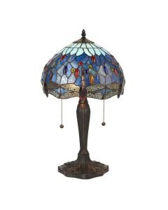 Interiors 1900 - Dragonfly - 64090 - Dark Bronze Tiffany Glass 2 Light Table Lamp