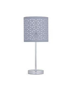 Chrome Touch Operated Table Lamp with Grey Cut Out Shade