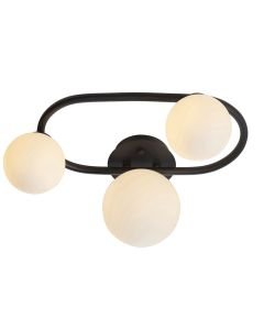 Endon Lighting - Pulsa - 93524 - Black White Glass 3 Light IP44 Bathroom Ceiling Light