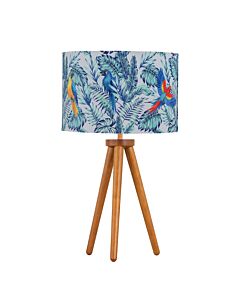 Voyage - Dark Oak Table Lamp or Bedside Light with Parrot Velvet Shade