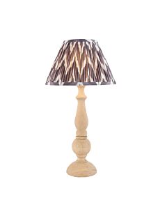 Endon Lighting - Hidcote & Zigzag 30cm - 114745 - Natural Wood Aged Brass Grey Table Lamp With Shade