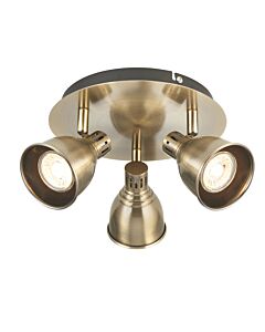 Colson - Antique Brass 3 Way Adjustable Ceiling Spotlight