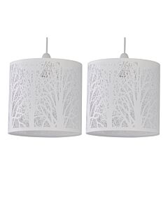 Set of 2 Forest - White Cut Out Pendant Shades