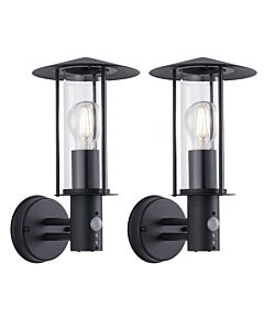 Set of 2 Treviso - Black Motion Sensor Outdoor Security Lights