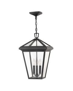 Quintiesse - Alford Place - QN-ALFORD-PLACE8-L-MB - Black Clear Glass 3 Light IP44 Outdoor Ceiling Pendant Light