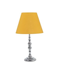 Chrome Table Lamp with Decorative Stem and Ochre Shade