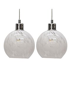 Set of 2 Confetti - White and Clear Glass Pendant Shades