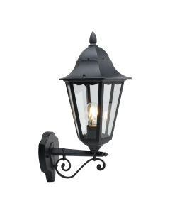 Mansfield - Black with Clear Glass Six Sided Lantern IP44 Outdoor Wall Light