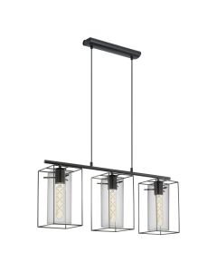 Eglo Lighting - Loncino - 49496 - Black Clear Glass 3 Light Bar Ceiling Pendant Light