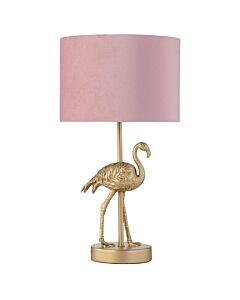 Flamingo - Gold Table Lamp with Pink Velvet Shade