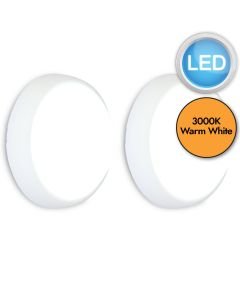 Set of 2 Slimline - LED White Opal IP54 Outdoor Bulkhead Lights