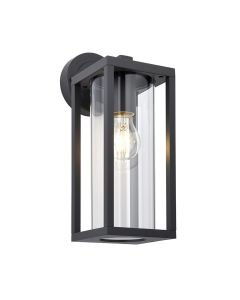 Endon Lighting - Hamden - 96917 - Black Clear Glass IP44 Outdoor Wall Light