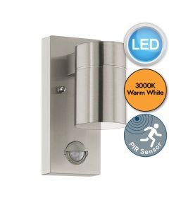 Eglo Lighting - Riga 5 - 99569 - LED Stainless Steel Clear Glass IP44 Outdoor Sensor Wall Light