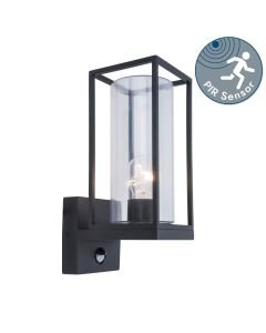 Lutec - Flair - 5288802012 - Black Clear Glass IP44 Outdoor Sensor Wall Light
