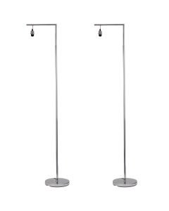 Set of 2 Chrome Angled Floor Lamps Base Only
