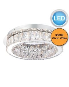 Endon Lighting - Swayze - 61340 - LED Chrome Clear Faceted Flush Ceiling Light