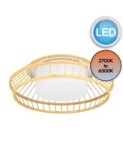 Eglo Lighting - Yuku-Z - 900841 - LED White Wood Flush Ceiling Light