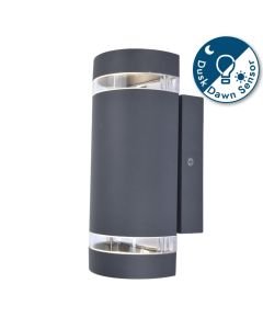Lutec - Focus - 5604023118 - Dark Grey Clear Glass 2 Light IP44 Outdoor Wall Washer Light