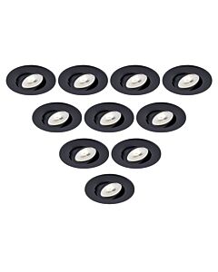 Saxby Lighting - Set of 10 Saxby ShieldONE 75 - 111578 & 113320 - Black Tilt Recessed Fire Rated Ceiling Downlights