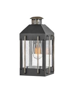 Hinkley Lighting - Fitzgerald - HK-FITZGERALD2-S - Black Clear Seeded Glass IP44 Outdoor Half Lantern Wall Light