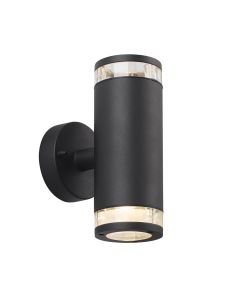 Nordlux - Birk - 45501003 - Black Clear Glass 2 Light IP44 Outdoor Wall Washer Light
