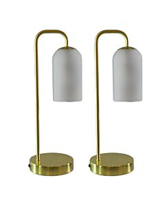 Set of 2 Victoria - Satin Brass Touch Lamps with Frosted Glass Shades