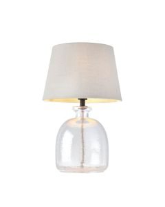 Endon Lighting - Lyra - 106274 - Clear Textured Glass Grey Table Lamp With Shade