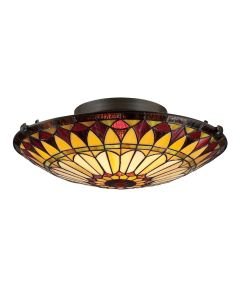 Quoizel Lighting - West End - QZ-WEST-END-F - Vintage Bronze Tiffany Glass 2 Light Flush Ceiling Light