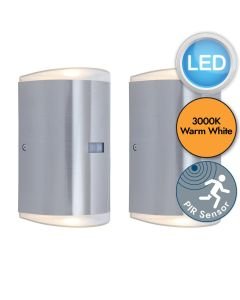 Set of 2 Path - LED Stainless Steel Opal Clear IP54 Outdoor Sensor Wall Lights