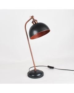 Antique Style Task Lamp in Industrial Nickel Painted Finish with Antique Copper Detail