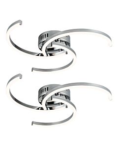 Set of 2 Curve - Chrome LED Flush Ceiling Lights