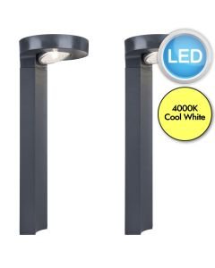 Set of 2 Diso - LED Grey Clear IP44 Solar Outdoor Post Lights