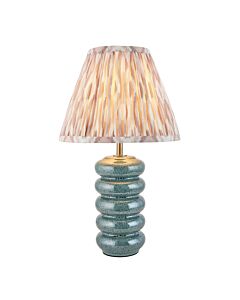 Endon Lighting - Squash & Ikat 25cm - 116493 - Ocean Spray Aged Brass Neutral Ceramic Table Lamp With Shade