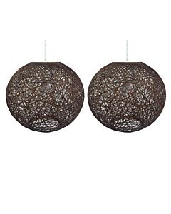 Set of 2 Abaca - Brown 10" Globe Ceiling Light Shades