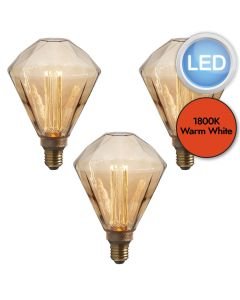 Endon Lighting - Set of 3 Facett - 97176 - LED E27 ES - Filament Light Bulbs - 125mm dia