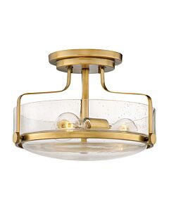 Hinkley Lighting - Harper - HK-HARPER-SFS-HB-CS - Heritage Brass Clear Seeded Glass 3 Light Flush Ceiling Light
