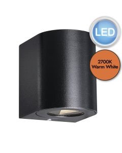 Nordlux - Canto - 49701203 - LED Black Clear Ribbed Glass 2 Light IP44 Outdoor Wall Washer Light