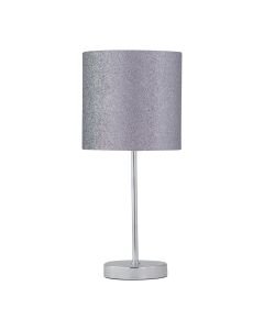 Chrome Stick Table Lamp with Grey Glitter Shade